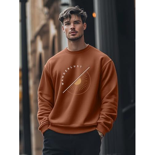 Nobero Men's Polycotton Crew Neck Regular Fit Sweatshirt (1M-Twrs-C0483-Mo_Mocha Bisque (2Xl)