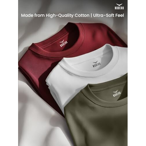 Nobero Men's Cotton Solid Regular Fit T-Shirt (1M-Twts-R0008_Olive/White/Wine Red, Xl