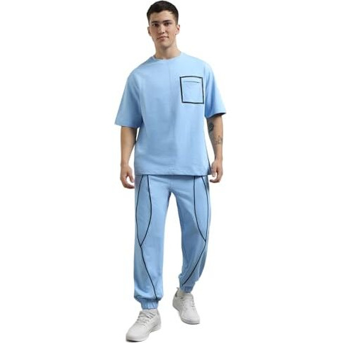 Nobero Men Solid T-Shirt With Joggers