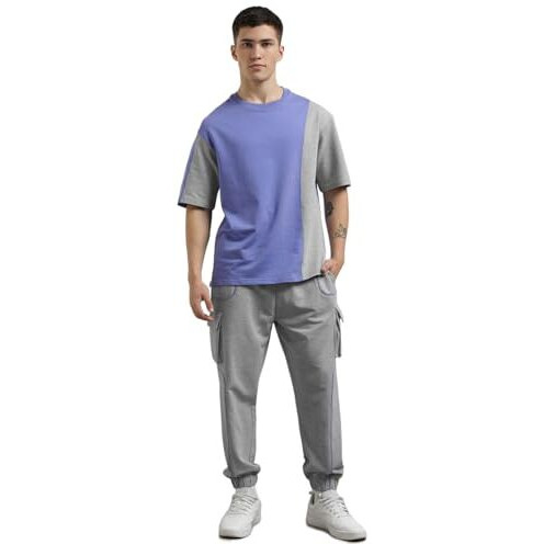 Nobero Men Colorblock T-Shirt With Joggers