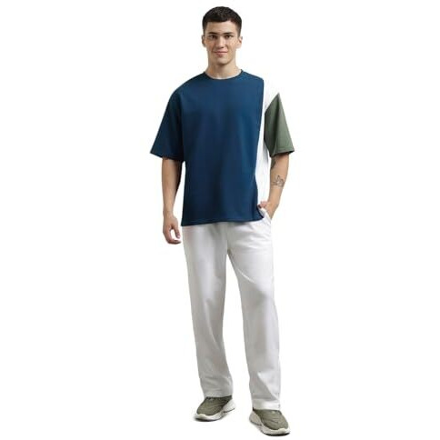 Nobero Men Colorblock T-Shirt With Joggers