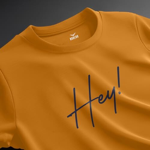 Nobero Men's Typography Regular Fit T-Shirt (1M-Twts-C0759_Apricot Crush