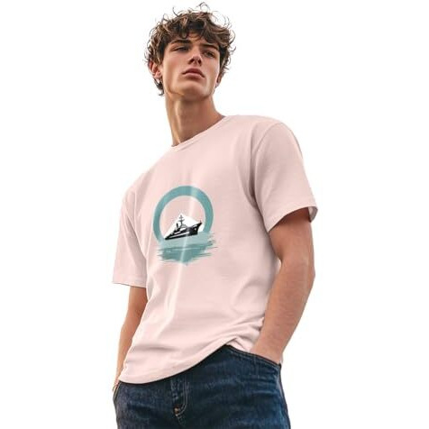 Nobero Men's Graphic Print Regular Fit T-Shirt (1M-Twts-C0723_Blush