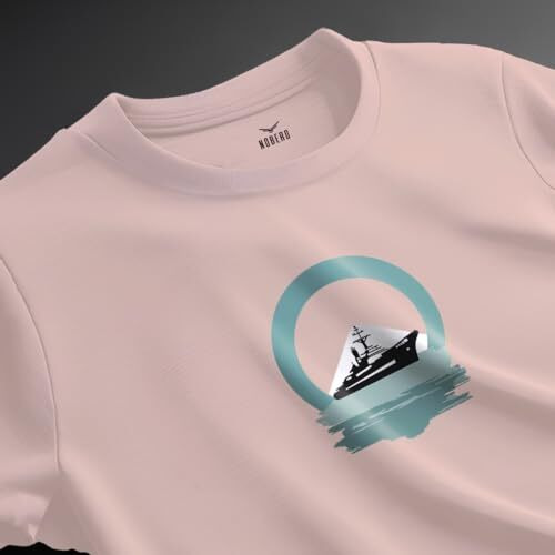 Nobero Men's Graphic Print Regular Fit T-Shirt (1M-Twts-C0723_Blush