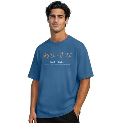 Nobero Men's Solid Oversized Fit T-Shirt (1M-Twrt-C0513_Marine
