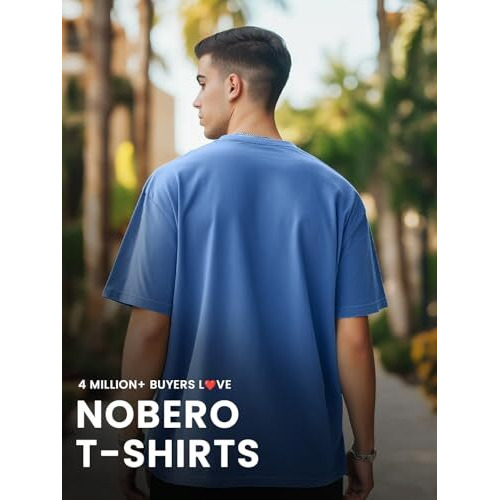 Nobero Men's Solid Oversized Fit T-Shirt (1M-Twrt-C0513_Marine