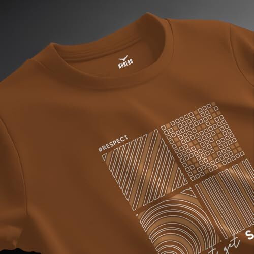 Nobero Men's Cotton Graphic Print Oversized Fit T-Shirt (1M-Twrt-C0773-Ns_Brown