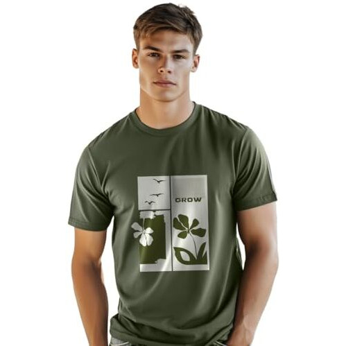 Nobero Men's Regular Fit T-Shirt (1M-Twts-C0693_Olive Green