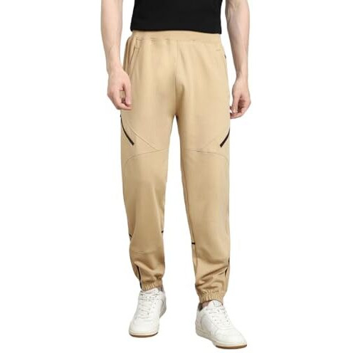 Nobero Men's Straight Mid Rise Sweatpants (1M-Bwjg-R0137_Oatmeal, Large