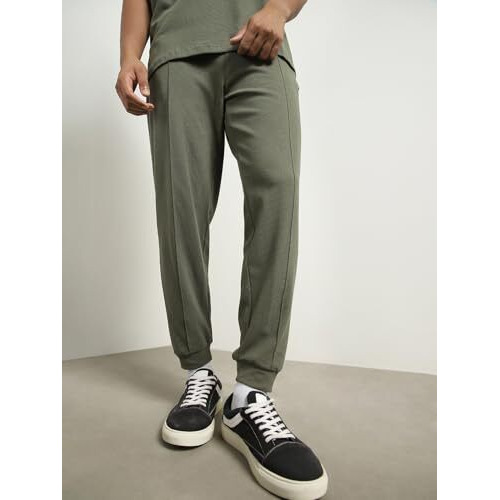 Nobero Moses Olive Oversized T-Shirt & Joggers Co Ord Set(1M-Lwcs-R0079-Og4_Olive Green_L)