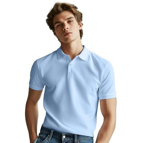 Nobero Men's Solid Regular Fit Polo Shirt (1M-Twpo-R0002-Bl_Powder Blue