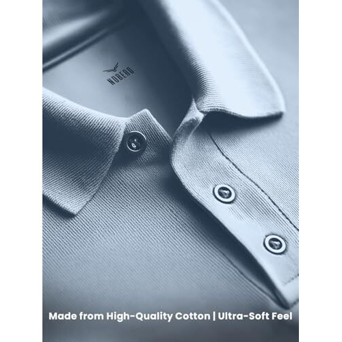 Nobero Men's Solid Regular Fit Polo Shirt (1M-Twpo-R0002-Bl_Powder Blue