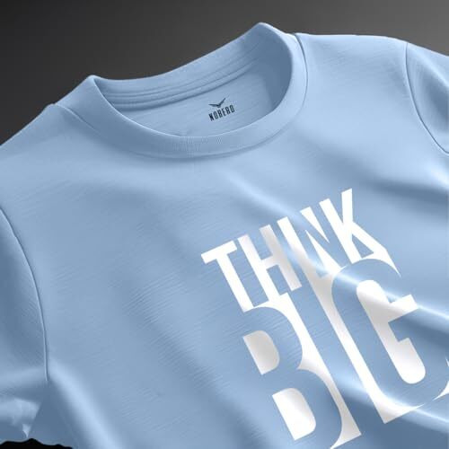 Nobero Men's Graphic Print Regular Fit T-Shirt (1M-Twts-C0561-Ns_Powder Blue