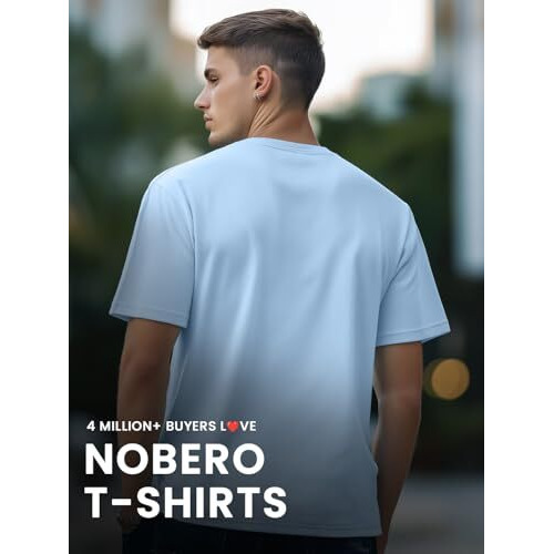 Nobero Men's Graphic Print Regular Fit T-Shirt (1M-Twts-C0561-Ns_Powder Blue