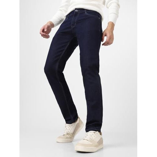 Urbano Fashion Men's Dark Blue Slim Fit Denim Jeans Stretchable (Epsjeanwhithrnd-Dblue-34)