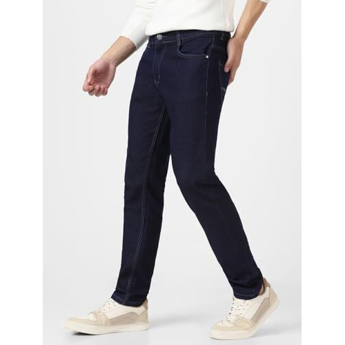Urbano Fashion Men's Dark Blue Slim Fit Denim Jeans Stretchable (Epsjeanwhithrnd-Dblue-34)