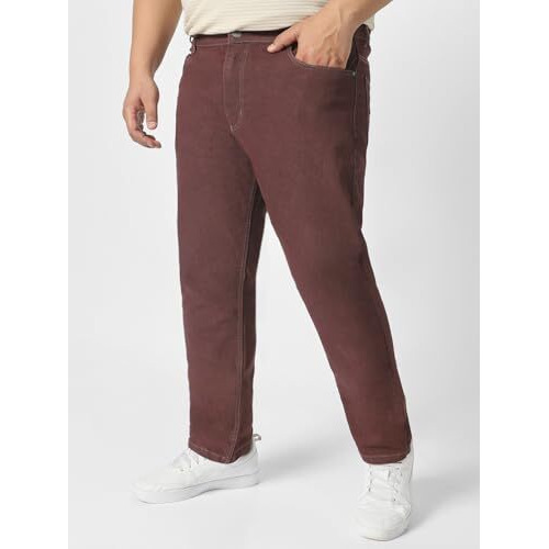 Urbano Plus Men's Brown Regular Fit Denim Jeans Stretchable (Plusaveps700P-Brown-44)