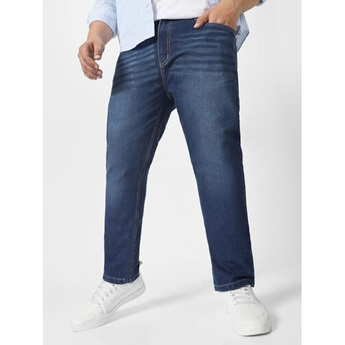 Urbano Plus Men's Blue Regular Fit Denim Jeans Stretchable (Plusavwhskrwhip-Mblu-44)
