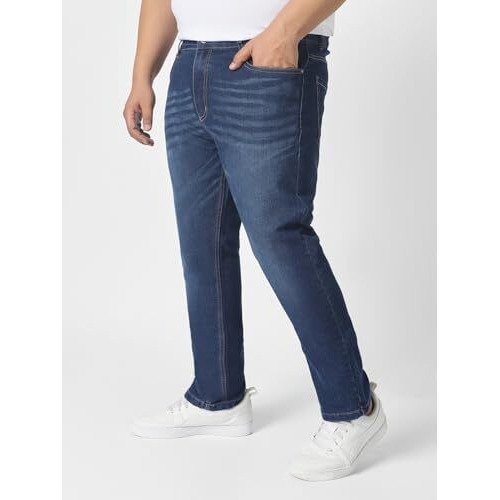Urbano Plus Men's Blue Regular Fit Denim Jeans Stretchable (Plusavwhskrwhip-Mblu-44)