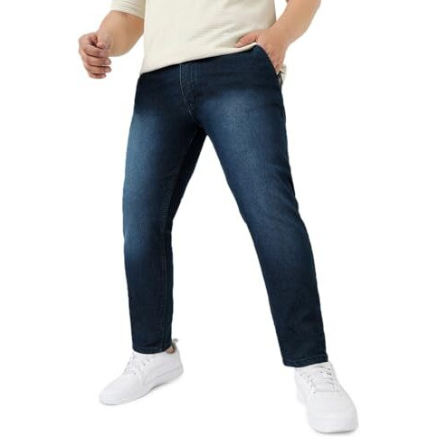 Urbano Plus Men's Carbon Blue Regular Fit Washed Jeans Stretchable (Plusepssprcrsp-Carblue-44)