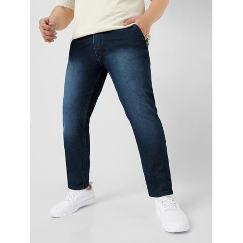 Urbano Plus Men's Carbon Blue Regular Fit Washed Jeans Stretchable (Plusepssprcrsp-Carblue-44)