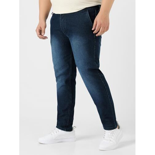 Urbano Plus Men's Carbon Blue Regular Fit Washed Jeans Stretchable (Plusepssprcrsp-Carblue-44)