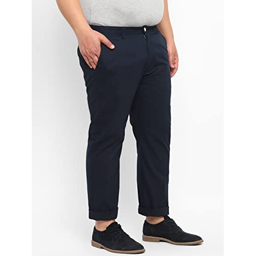 Urbano Plus Men's Dark Blue Cotton Light Weight Non-Stretch Regular Fit Casual Trouserss (Plusepnchinop-22-Navy-44)