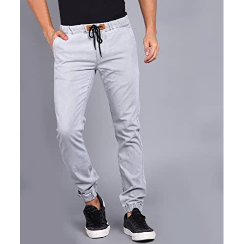 Urbano Fashion Men's Slim Fit Mid Rise Jeans (Hpsjogger-Wgrey-32_White Grey