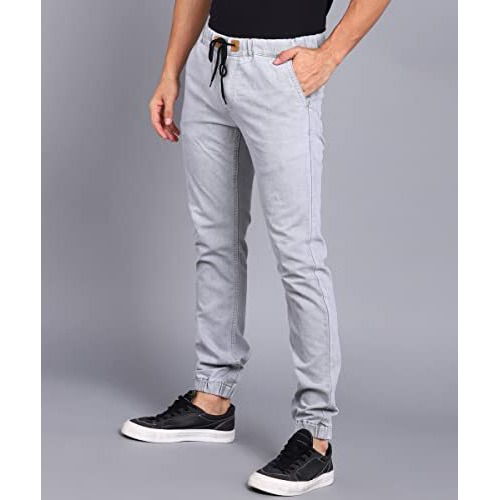 Urbano Fashion Men's Slim Fit Mid Rise Jeans (Hpsjogger-Wgrey-32_White Grey