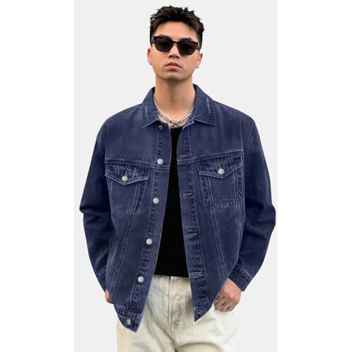 Urbano Fashion Men's Regular Jacket (Jakt-Denim-Mblue-L_Blue