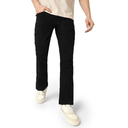 Urbano Fashion Men's Black Washed Bootcut Jeans Stretchable (Bootep-Black-32)