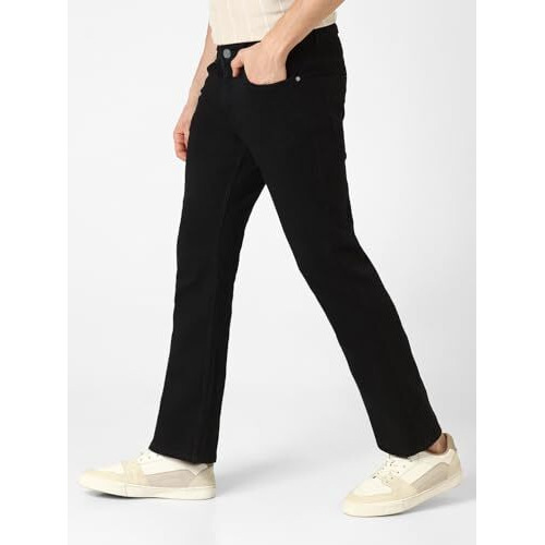 Urbano Fashion Men's Black Washed Bootcut Jeans Stretchable (Bootep-Black-32)
