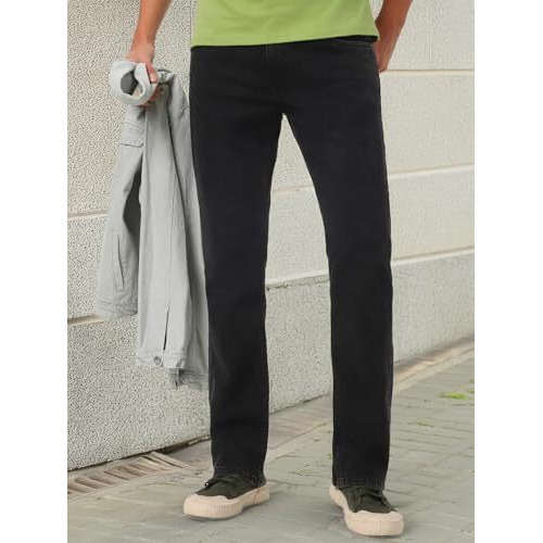 Urbano Fashion Men's Black Washed Bootcut Jeans Stretchable (Bootjeantowl-Black-28)