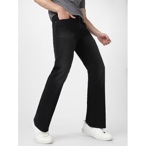Urbano Fashion Men's Black Washed Bootcut Jeans Stretchable (Boothpshd-Black-32)