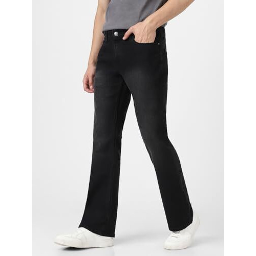 Urbano Fashion Men's Black Washed Bootcut Jeans Stretchable (Boothpshd-Black-32)