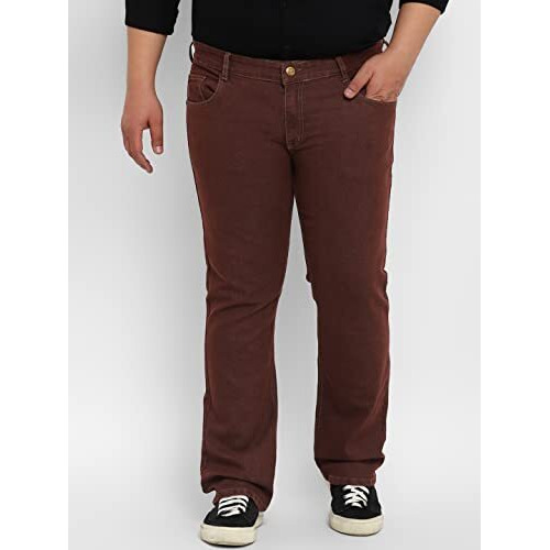 Urbano Plus Men's Brown Regular Fit Washed Denim Bootcut Jeans Stretchable (Plusbootjean700P-Brown-42)