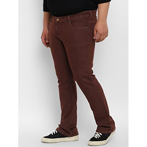 Urbano Plus Men's Brown Regular Fit Washed Denim Bootcut Jeans Stretchable (Plusbootjean700P-Brown-42)