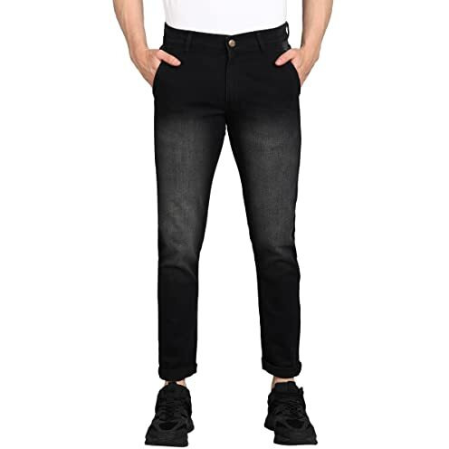 Urbano Fashion Men's Black Slim Fit Washed Jeans Stretchable (Epssprjean-Black-34)