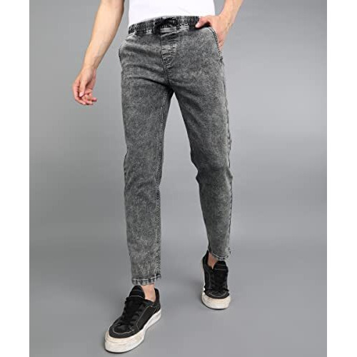 Urbano Fashion Men's Grey Regular Fit Washed Jogger Jeans Stretchable (Cfjogpulltowl-006-Mgrey-32)