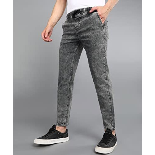 Urbano Fashion Men's Grey Regular Fit Washed Jogger Jeans Stretchable (Cfjogpulltowl-006-Mgrey-32)