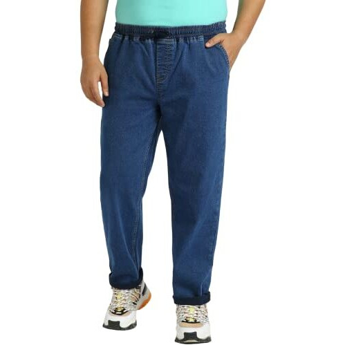 Urbano Plus Men's Blue Regular Fit Washed Jogger Jeans Stretchable (Pluscfjogpullp-004-Mblue-42)