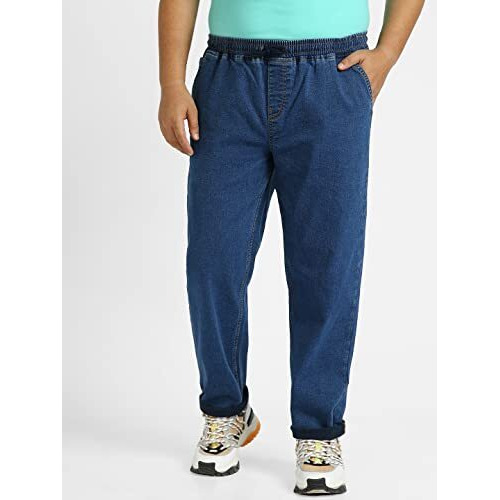 Urbano Plus Men's Blue Regular Fit Washed Jogger Jeans Stretchable (Pluscfjogpullp-004-Mblue-42)