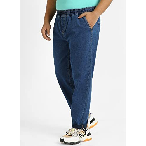 Urbano Plus Men's Blue Regular Fit Washed Jogger Jeans Stretchable (Pluscfjogpullp-004-Mblue-42)