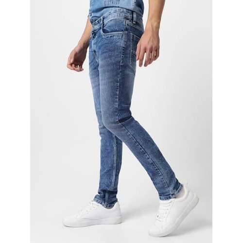Urbano Fashion Men's Blue Skinny Fit Washed Jeans Stretchable (Panjean22-141-Mblue-40)
