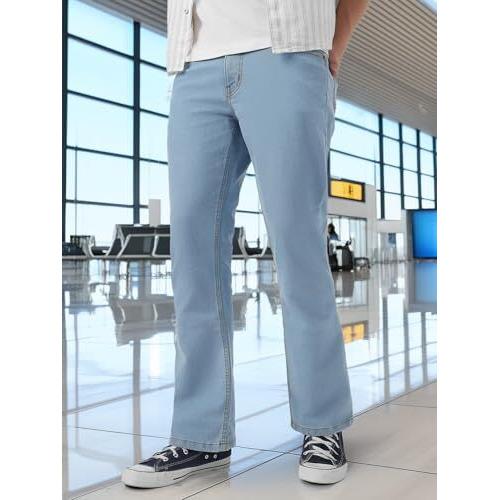 Neostreak Men's Ice Blue Washed Bootcut Jeans Stretchable (Neobootep-Iceblue-30)