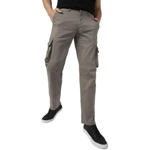Urbano Fashion Men's Grey Regular Fit Solid Cargo Chino Pant With 6 Pockets (Chicargo-07-Grey-32)