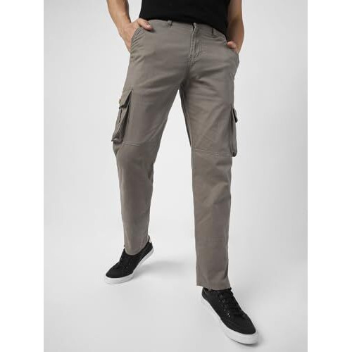 Urbano Fashion Men's Grey Regular Fit Solid Cargo Chino Pant With 6 Pockets (Chicargo-07-Grey-32)
