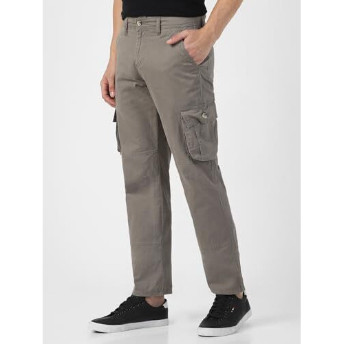 Urbano Fashion Men's Grey Regular Fit Solid Cargo Chino Pant With 6 Pockets (Chicargo-07-Grey-32)