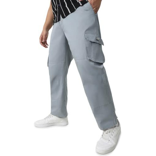 Urbano Plus Men's Light Blue Regular Fit Solid Cargo Chino Pant With 6 Pockets (Pluschicargop-08-Lblue-44)