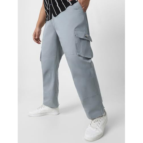 Urbano Plus Men's Light Blue Regular Fit Solid Cargo Chino Pant With 6 Pockets (Pluschicargop-08-Lblue-44)